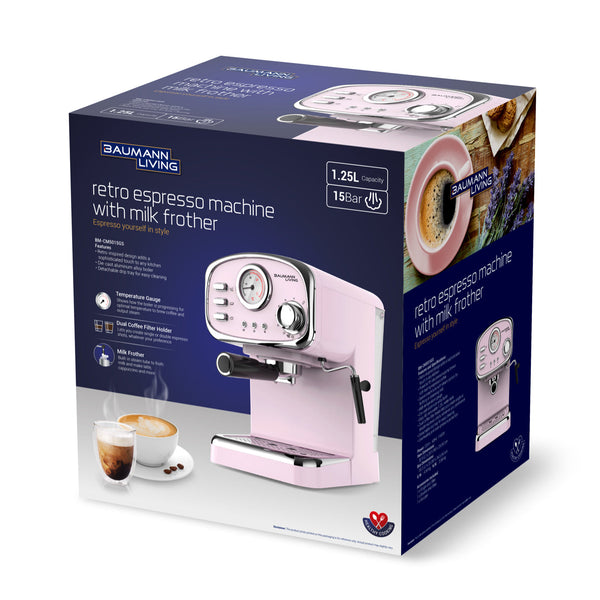 Retro Espresso Machine with Milk Frother
